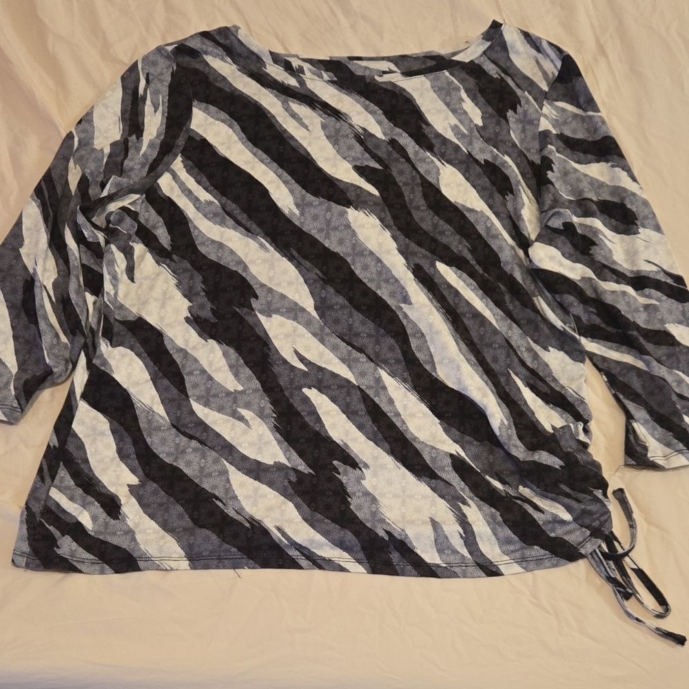 Ruby Rd. Black and White Zebra Print Blouse